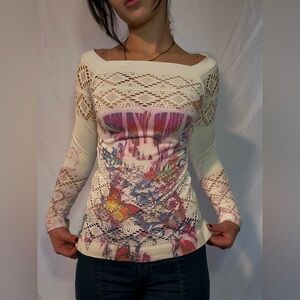 Chic Lace Women's Top with Colorful Accents